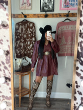 Load image into Gallery viewer, Amora Leather Dress - Wine
