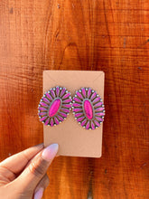 Load image into Gallery viewer, Hot pink Oval Studs
