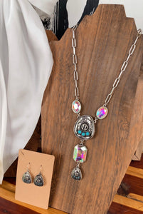 Western Hat Stone Necklace Set