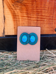 Rustic Stone Turquoise Studs