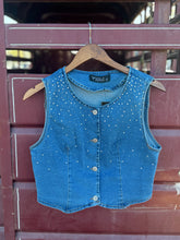 Load image into Gallery viewer, Rhinestone Denim Vest
