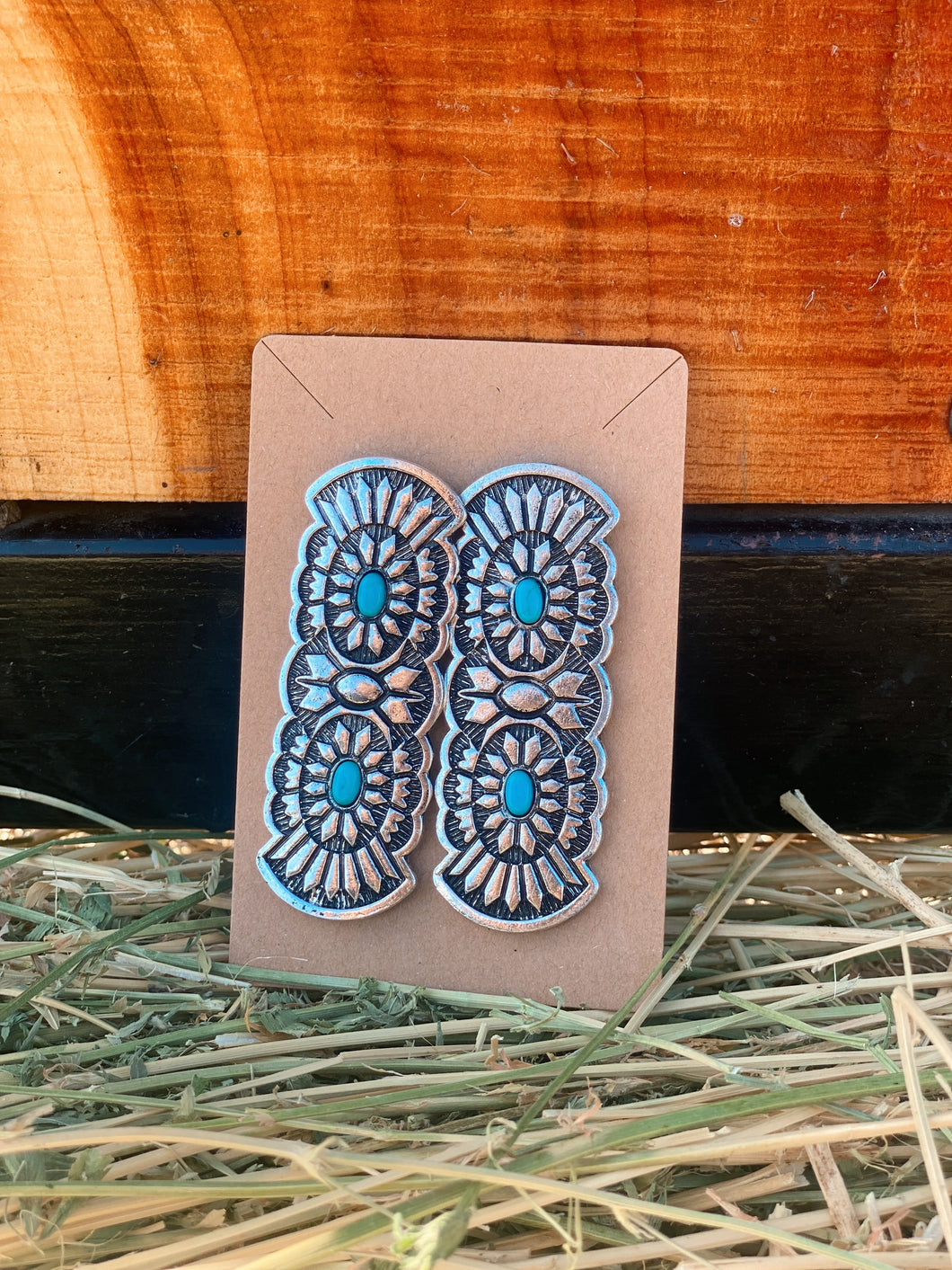 Double Concho Turquoise Studs