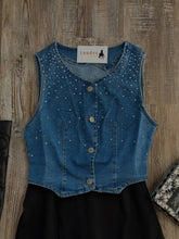 Load image into Gallery viewer, Rhinestone Denim Vest
