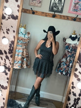Load image into Gallery viewer, Black Halter Dot Dress
