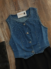 Load image into Gallery viewer, Rhinestone Denim Vest
