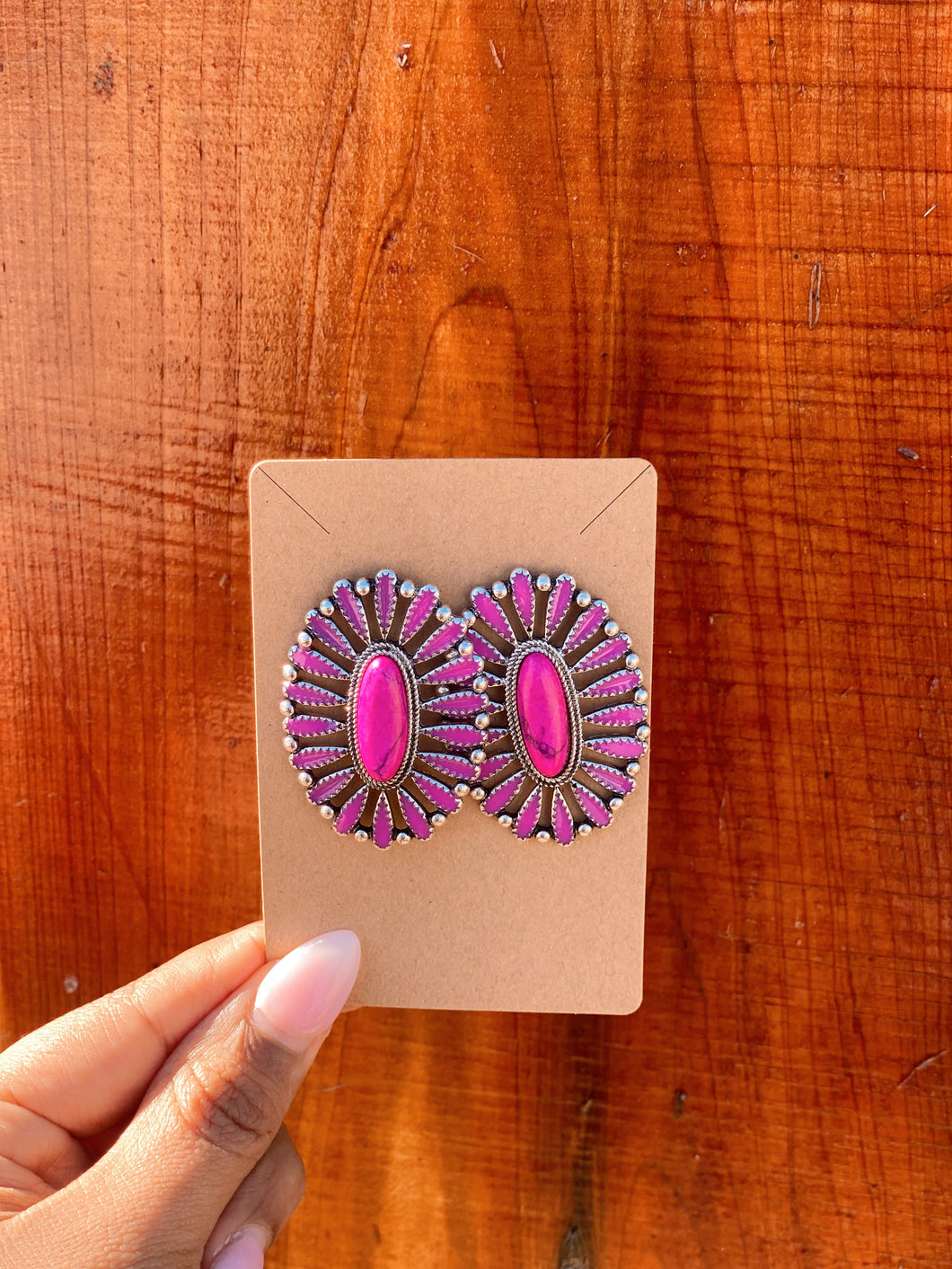 Hot pink Oval Studs