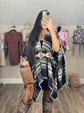 Load image into Gallery viewer, Black Plaid Poncho
