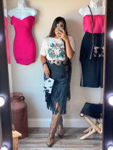 Load image into Gallery viewer, Midi Fringe Skirt - Black
