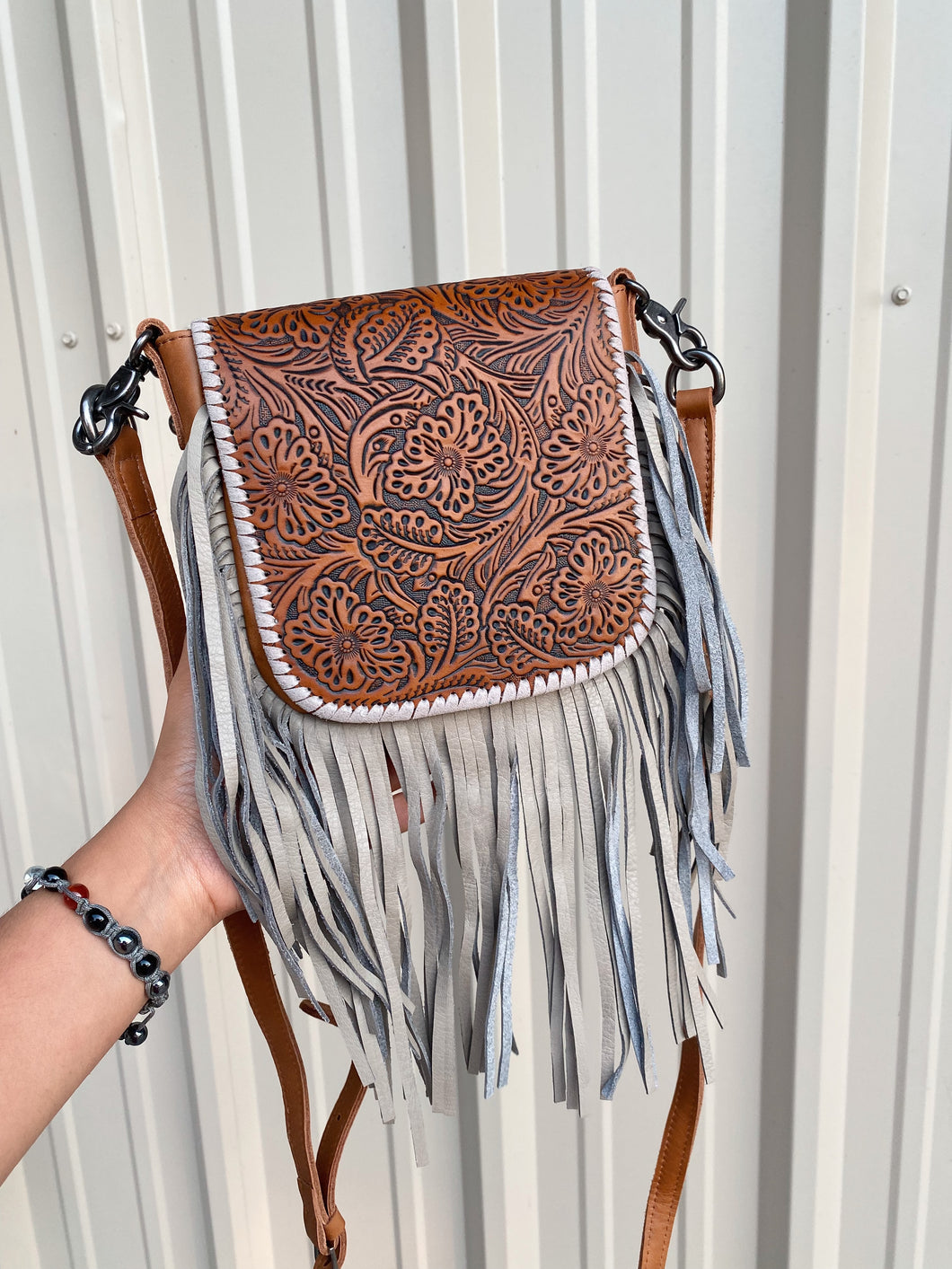 The Tooled Crossbody - Brown