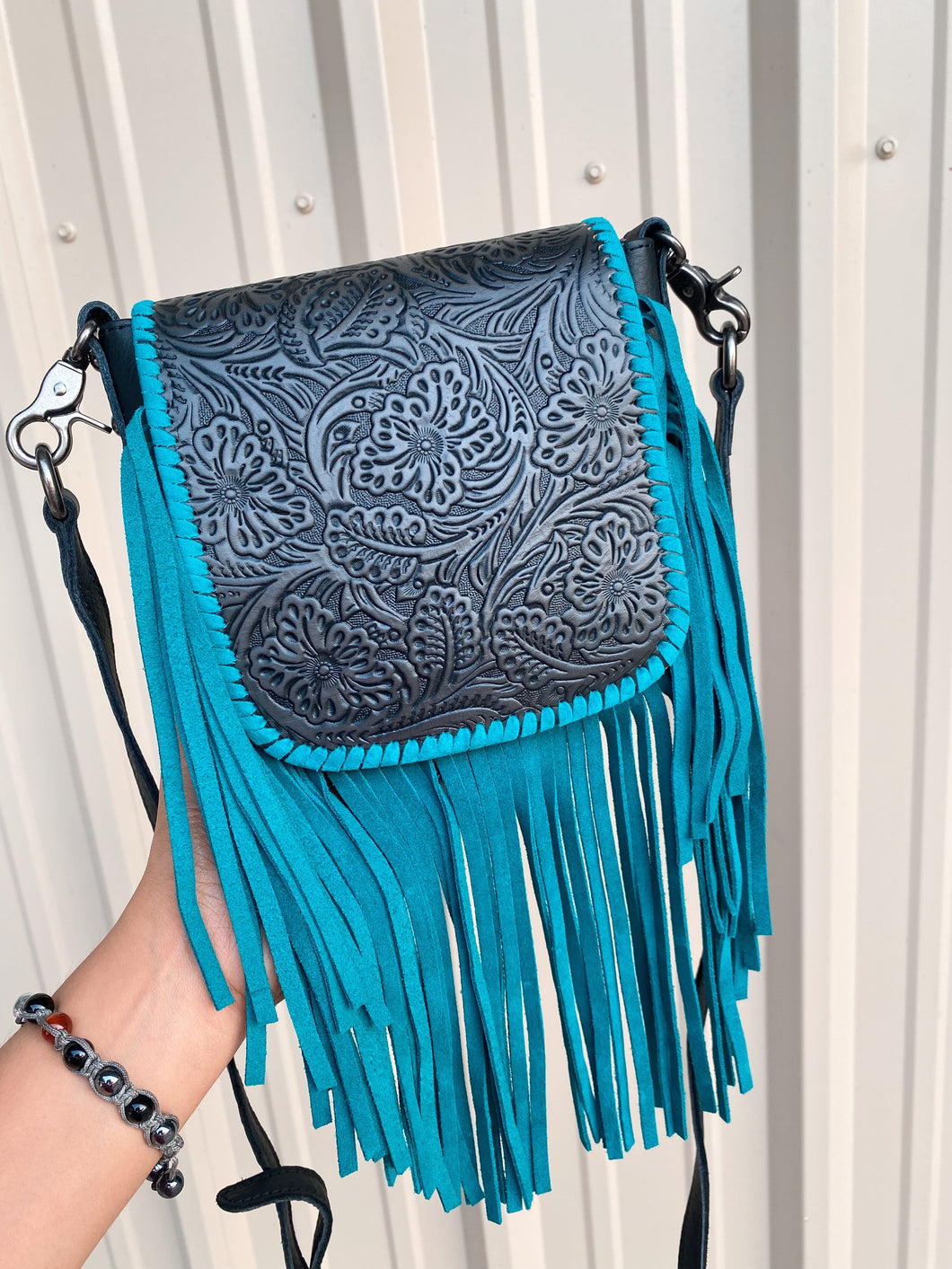 The Tooled Crossbody - Turquoise