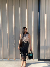 Load image into Gallery viewer, Midi Fringe Skirt - Black
