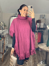 Load image into Gallery viewer, The Mabel Fringe Poncho - Burgundy
