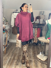 Load image into Gallery viewer, The Mabel Fringe Poncho - Burgundy
